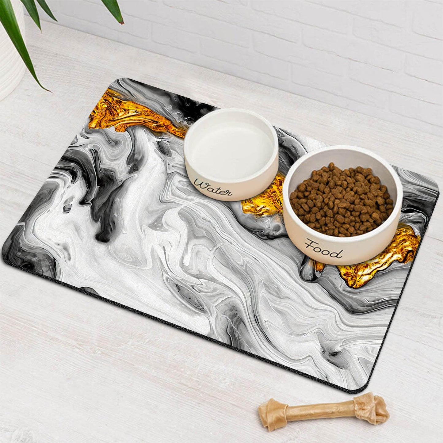 Luxury Marble Absorbent Pet Feeding Mat - Non-Slip Dog & Cat Bowl Mat
