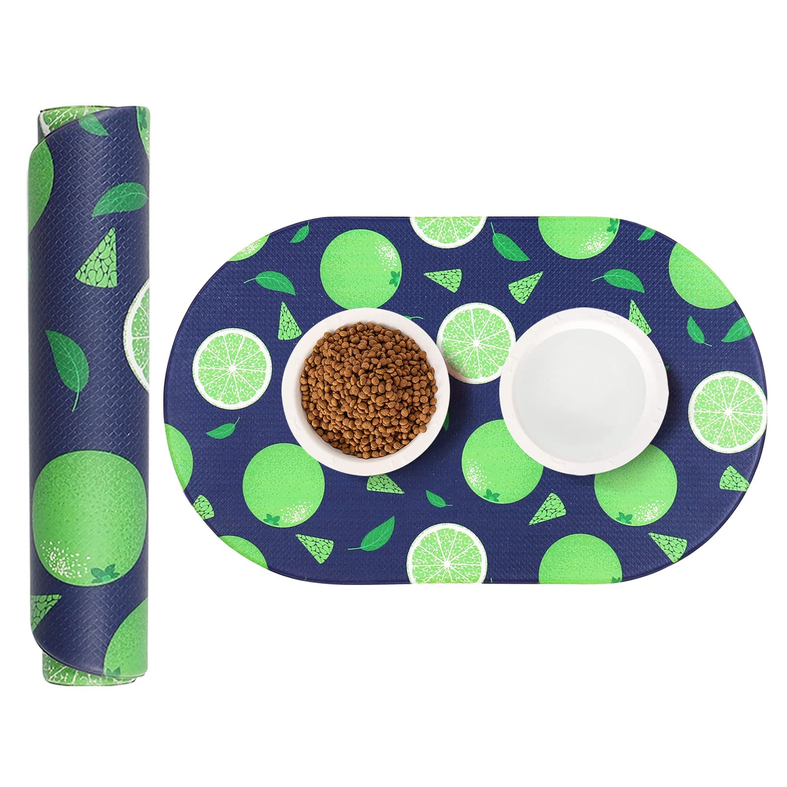Waterproof Pet Feeding Mat for Cats & Dogs - Lemon Design