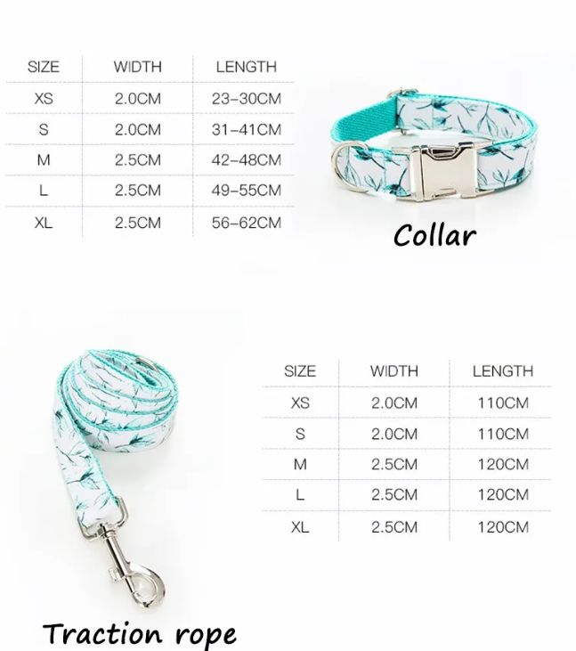 Leaf Print Dog Collar & Leash Set