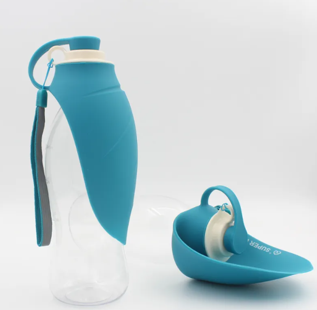 Portable Flip Cup Dog Water Bottle with Silicone Drinking Bowl
