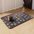 Colorful Paw Print Absorbent Pet Feeding Mat - Non-Slip Food & Water Bowl Mat