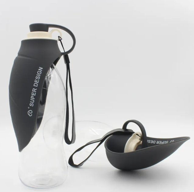 Portable Flip Cup Dog Water Bottle with Silicone Drinking Bowl