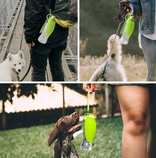 Portable Flip Cup Dog Water Bottle with Silicone Drinking Bowl