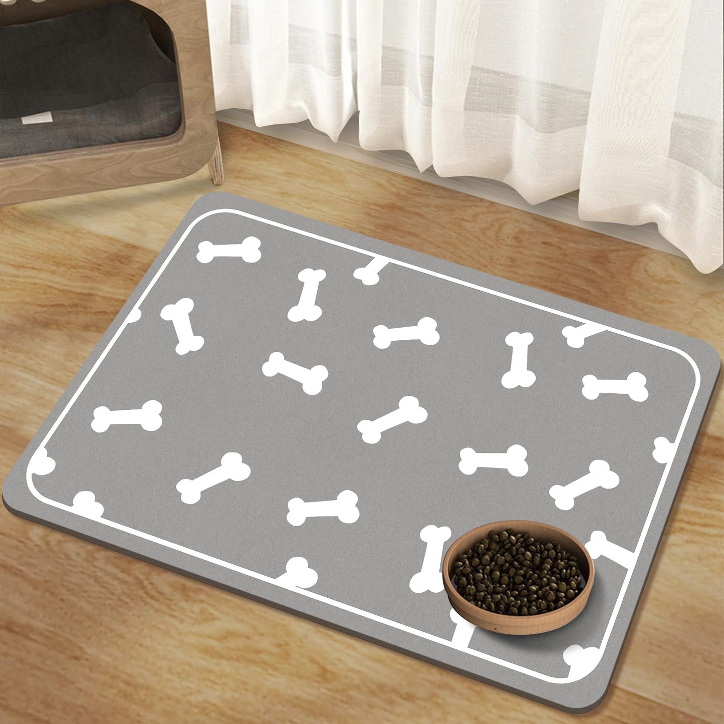 Absorbent Pet Feeding Mat - Non-Slip Dog & Cat Food & Water Mat