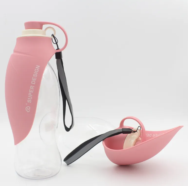 Portable Flip Cup Dog Water Bottle with Silicone Drinking Bowl