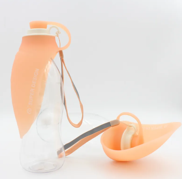 Portable Flip Cup Dog Water Bottle with Silicone Drinking Bowl